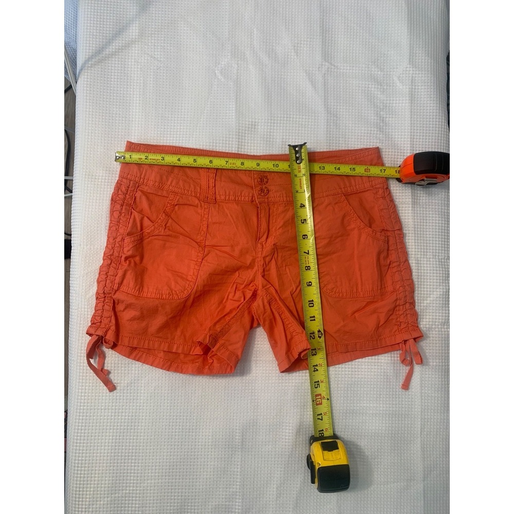(B-55) 1st Kiss Orange Shorts Women Size 7 Stretch Cotton Casual Summer Drawstri - Picture 4 of 7